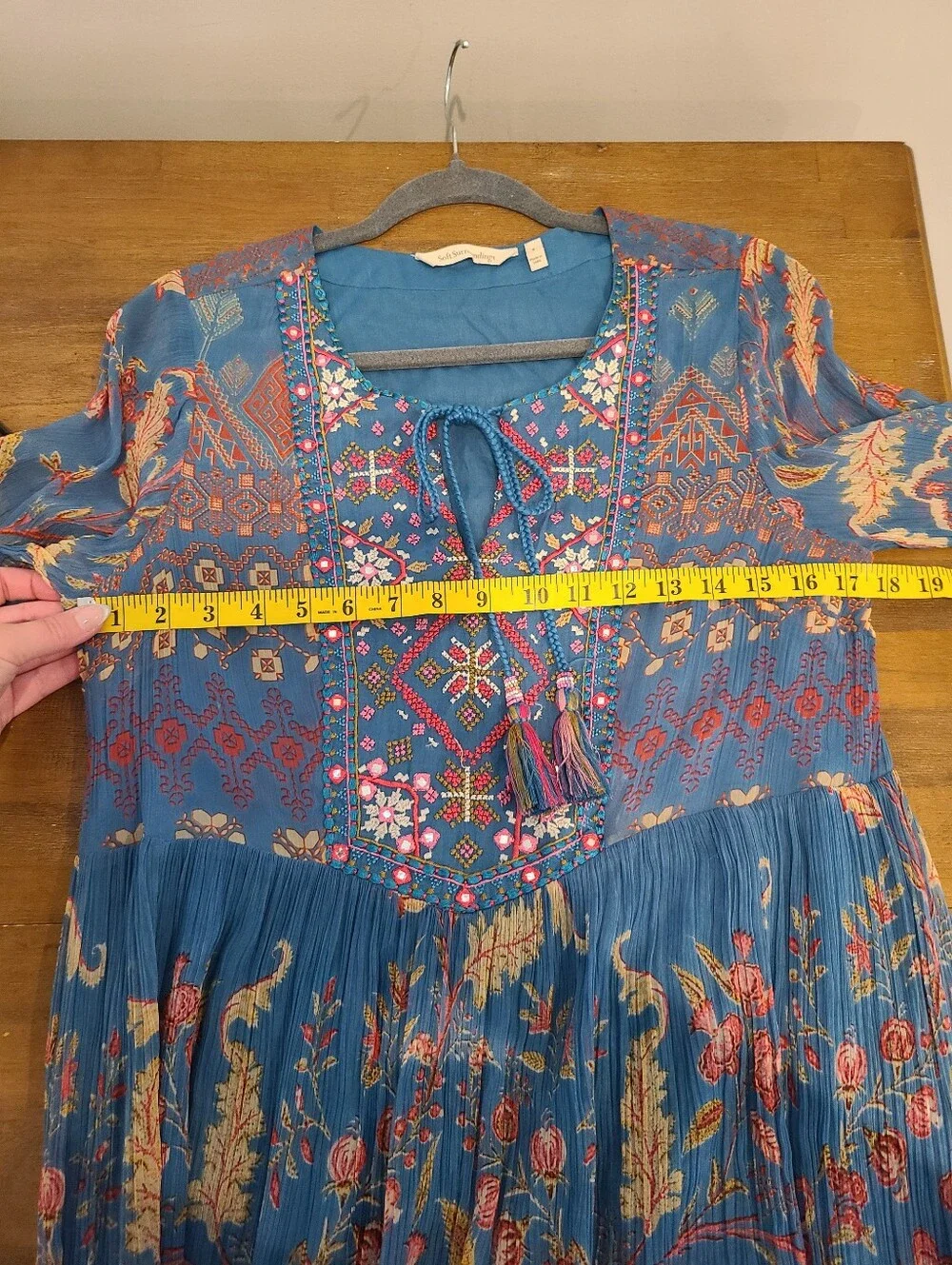 Soft Surroundings Embroidered Aztec Print Maxi Dress